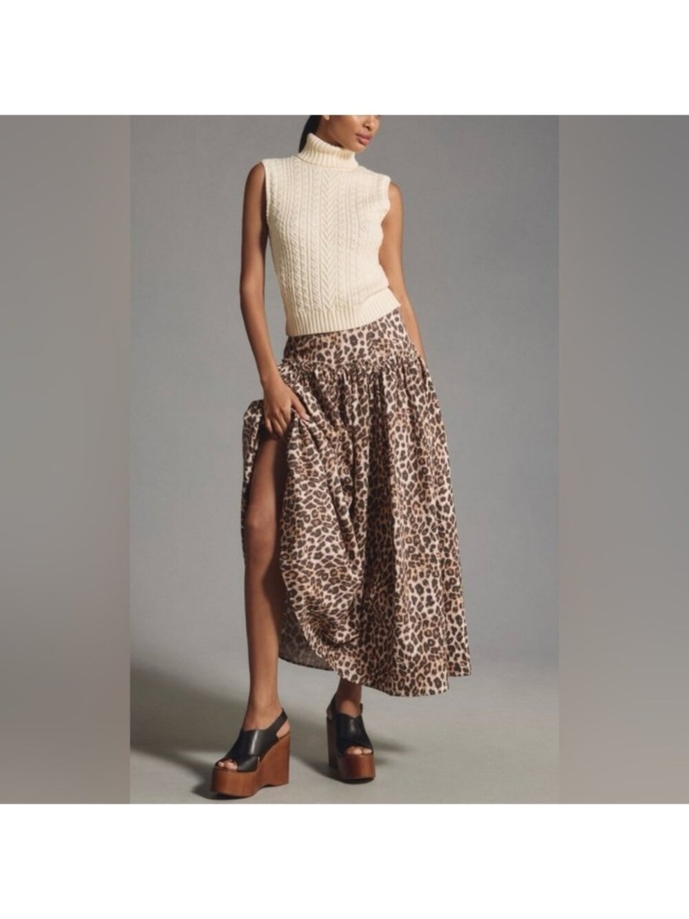 NWT Size L -  Mare Mare 100% Cotton Basque-Waist Maxi Skirt (NWT US$ 148)
